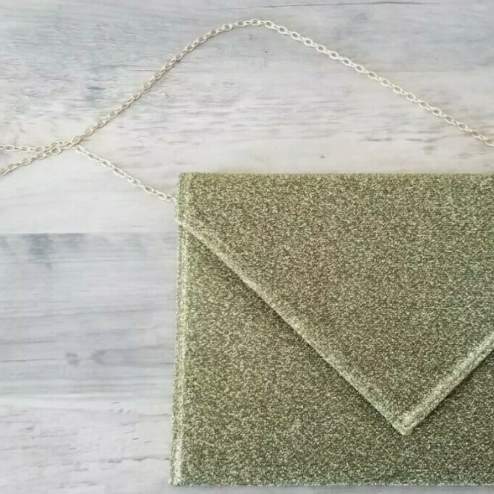 Women's Gold Convertible Fashion Party Clutch Shoulder Bag 11.8"Lx8"Hx.5"W